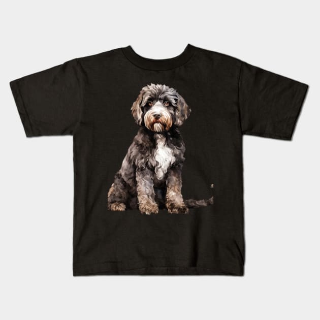 Portugese Water Dog Kids T-Shirt by DavidBriotArt